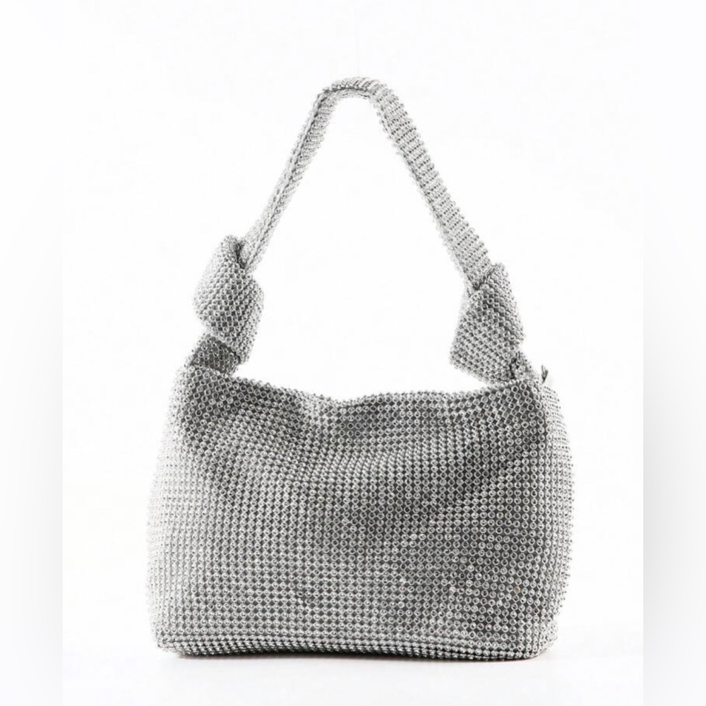 Silver Knotted Evening Bag Holiday Glitter Party